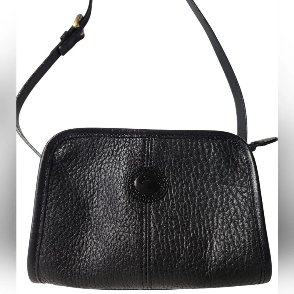 Dooney & Bourke Vintage Black All Weather Leather Mini Crossbody Bag EUC